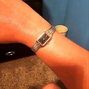 Vintage Dainty Pulsar Silver and Gold Two-Tone Watch